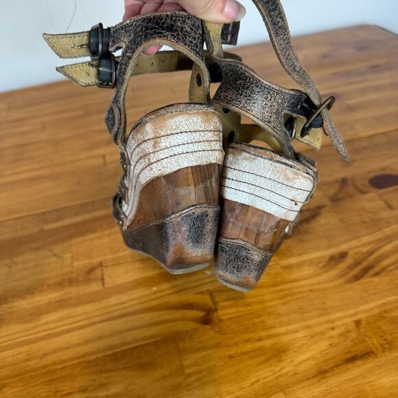 Bed Stu Julianna Distressed Leather Strappy Wedge Sandals Heels Size 7.5 - Picture 6 of 8